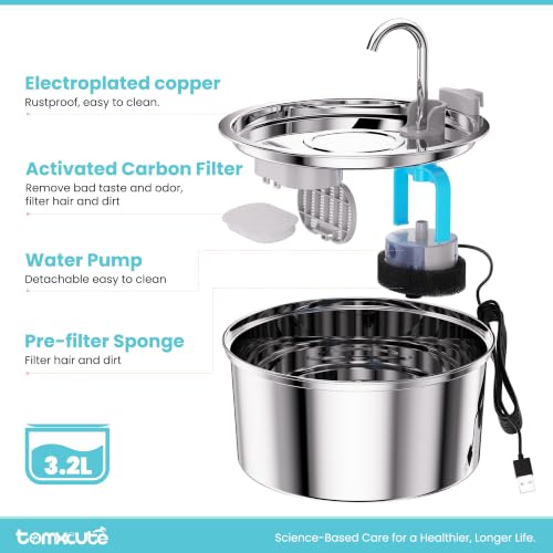 Cat Water Fountain Stainless Steel with 8 Filters (108 Count)