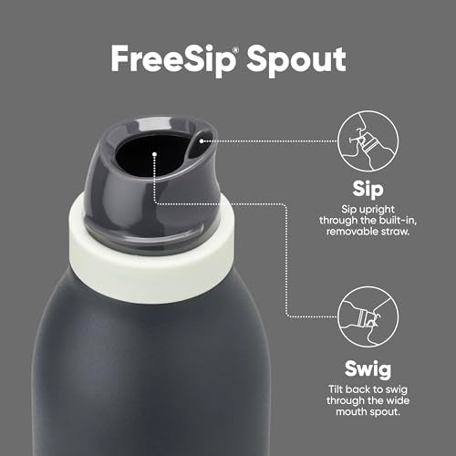 FreeSip Twist Stainless Steel Water Bottle 18 oz Foggy Tide