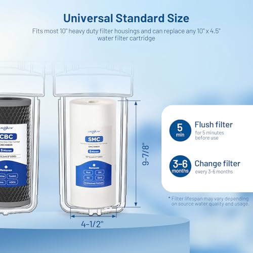 2 Stage 10" x 4.5" Whole House Sediment and CTO Carbon Block Water Filter (2 Count)