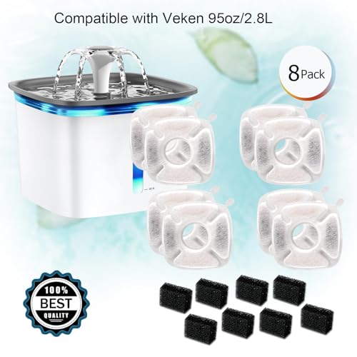 16 Pcs Replacement Filters & Sponges for Veken 95oz (16 Count)