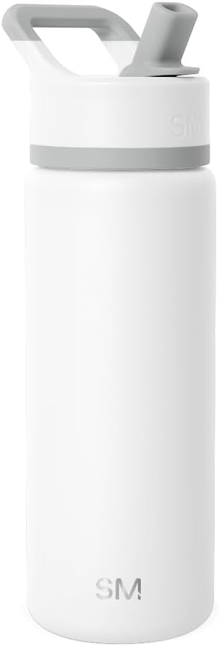 Simple Modern Kids Water Bottle with Straw Lid Vacuum Insulated Stainless Steel Metal Thermos Bottles | Reusable Leak Proof BPA-Free Flask for School | Summit Collection | 18oz, Winter White Mix