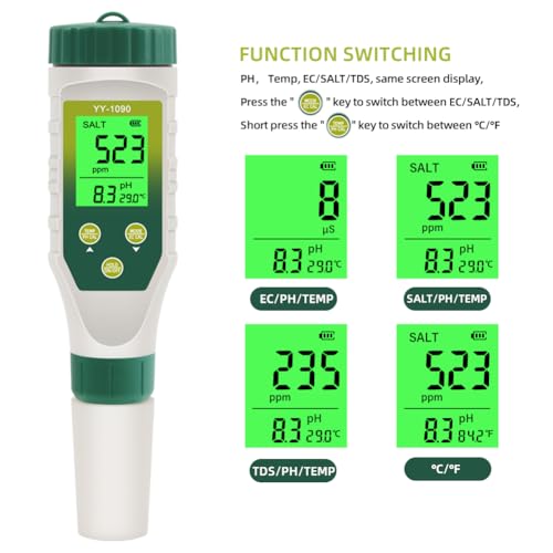 PH Meter & TDS Meter 5 in 1 Water Tester pH