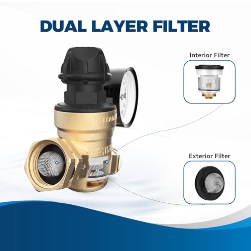 RV Water Pressure Regulator Valve With Adjustable Knob