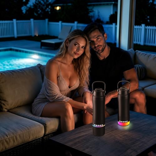 Stainless Steel Water Bottle with Camping Lantern & Night Light