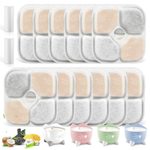 12 Pack Pet Fountain Filters for Catit PIXI Cat Drinking Fountain (12 Count)