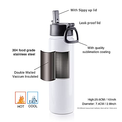 4 Pack Sublimation Blanks Tumblers Sports Water Bottles 22 OZ (4 Count)