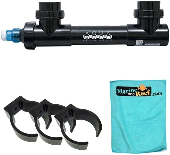 Aqua Ultraviolet Classic 25 Watt Black 2" UV Sterilizer, Three Mounting Clips, & Towel Bundle (3 Items)