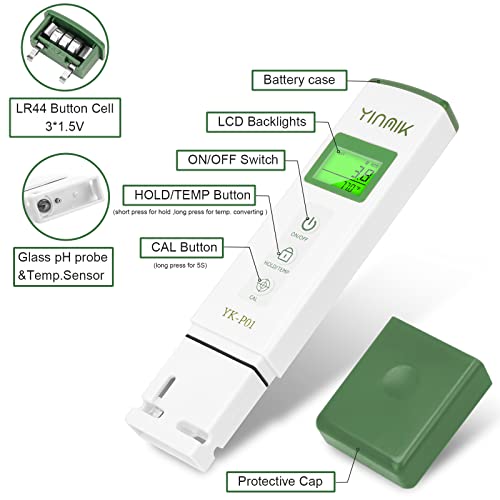 pH Meter Water TDS Tester Combo Pool pH Tester EC Test Hydroponics