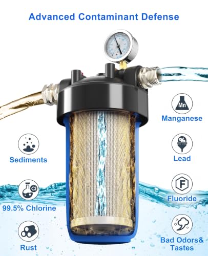 6 Layer RV Water Filter with Stand and Pressure Gauge