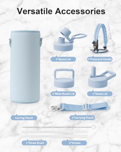Water Bottle Insulated 40 oz with 3 Lids