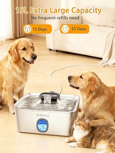 4Gal 15L Large Dog Water Fountain (4.6 Pound)