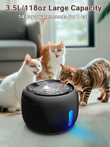 3.5L 118oz Large Capacity Cat Water Fountain for Cats Indoor FS77