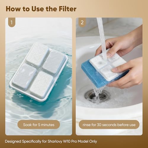 8 Pack Dog Water Fountain Filter Replacement Fit for Sharlovy W10 Pro