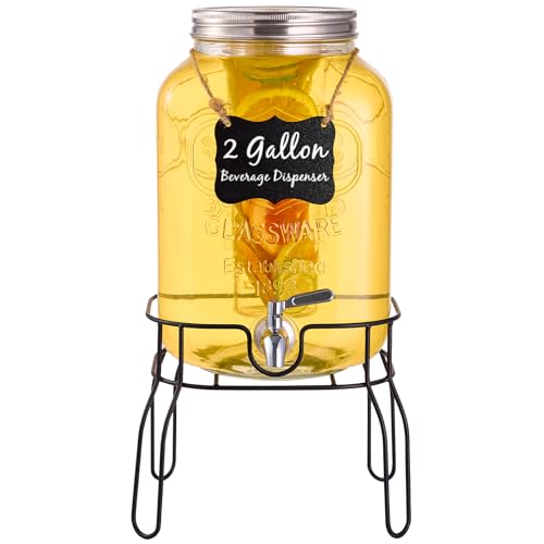 2 Gallon Glass Drink Dispensers for Parties