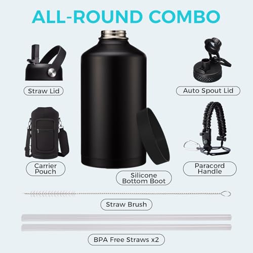 1 Gallon Insulated Water Bottle with Straw (128 Count)