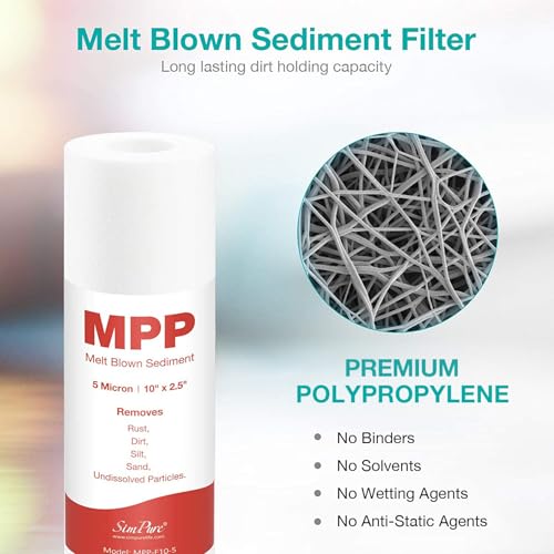 5 Micron 10" x 2.5" Whole House Sediment Water Filter Cartridge (4 Count)