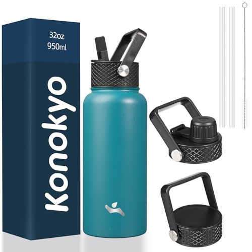 32 oz Insulated Stainless Steel Water Bottle with Straw Lid