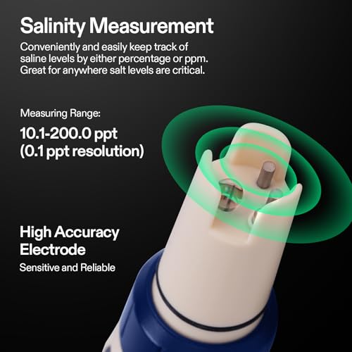 5-in-1 Digital PH Meter with PH/Salinity/TDS/EC/Temperature Function, Backlight Screen, IP67 Waterproof for Hydroponics, Home Drinking, Pool and Aquarium