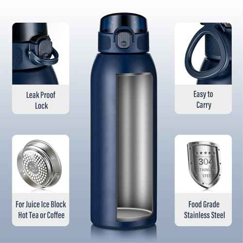 Insulated Water Bottle 24 oz with Dustproof Lid