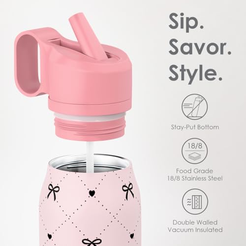 Bow Insulated Stainless Steel Water Bottle with Twist Lid 20oz
