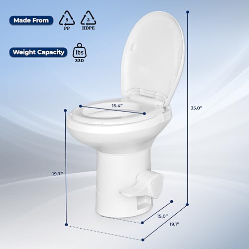 RV Gravity Flush Toilet with Foot Pedal and Hand Sprayer