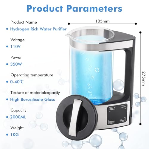Upgraded Hydrogen Water Generator 110V with SPE and PEM Technology up to 1800 PPB