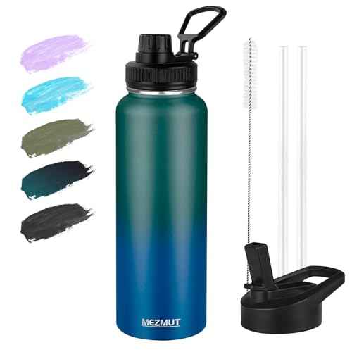 40oz Large Metal Sports Insulated Water Bottle with 2 Lids (40 Count)