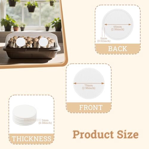60 PCS 2.5" 2mm Monotub Adhesive Filter Discs for Mushroom Growing