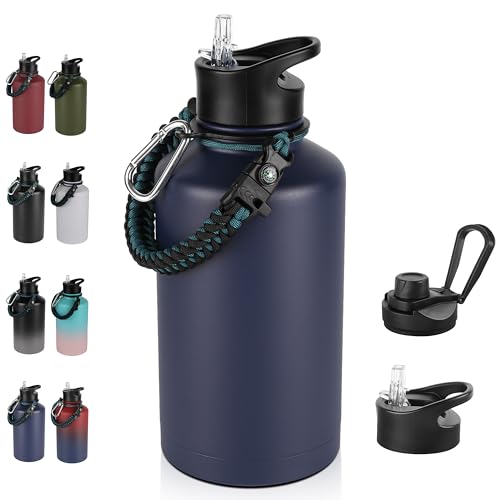 64 oz Insulated Water Bottle with Straw & Spout Lids