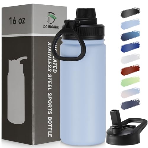 16 oz Kids Water Bottle for School Stainless Steel Double Wall Vacuum Insulated Water Bottle with Straw lids & Spout Lid