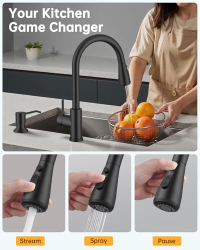 Pull Down Kitchen Faucet with Soap Dispenser