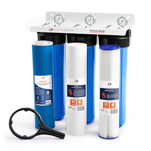 3 Stage Whole House Water Filter System for Well Water with 20x4.5 Water Filters Cartridges