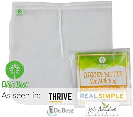 Pro Quality Nut Milk Bag - 3 XL12"X12" Bags - Commercial Grade Reusable All Purpose Food Strainer - Food Grade BPA-Free - Ultra Strong Fine Nylon Mesh - Almond Milk, Juices, Cold Brew Recipes Videos