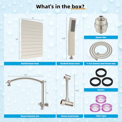 Metal 10'' Filtered Rainfall Shower Head with Handheld Combo