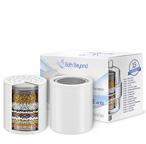 Shower Filter Replacement Cartridges for Hard Water 15 (4 Count)