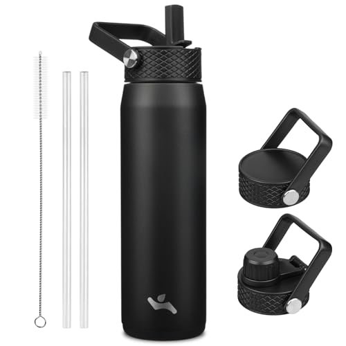 25 oz Insulated Stainless Steel Water Bottle with 3 Lids