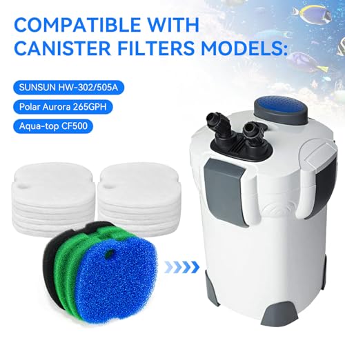 HW 302 Canister Filter Pads Compatible with SUNSUN HW (16 Count)