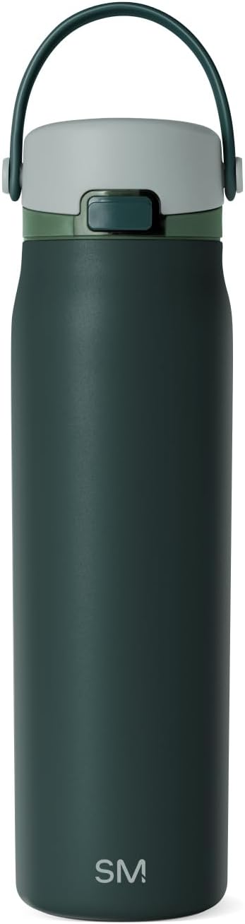 Simple Modern Mesa Sport Water Bottle with Covered Chug Lid | 24oz Cup Holder Friendly Insulated Stainless Steel Bottle for Gym, Sports and Travel | Wild Green Mix