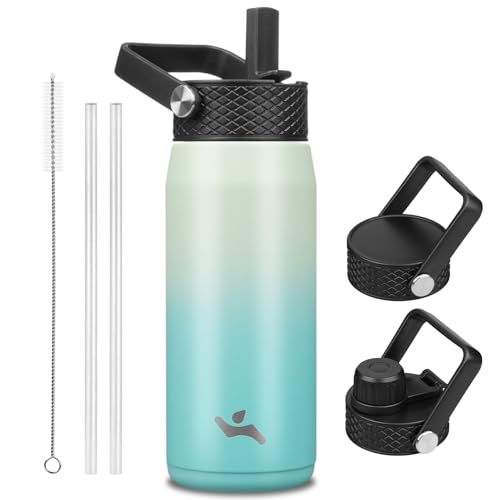 20 oz Insulated Stainless Steel Water Bottle with 3 Lids