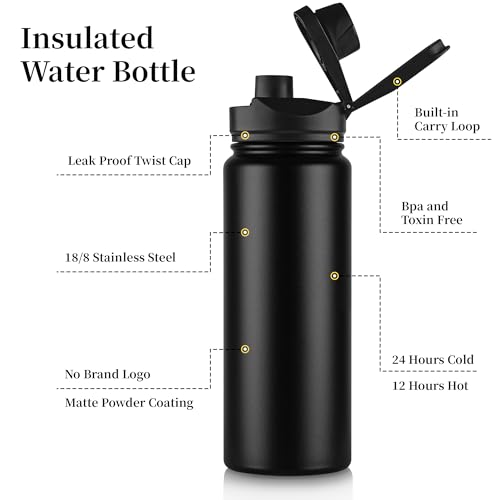 24 oz Insulated Water Bottle Bulk 4 Pack (4 Count)