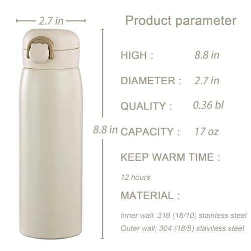 17 oz Mini Water Bottle Small Stainless Steel Thermoses