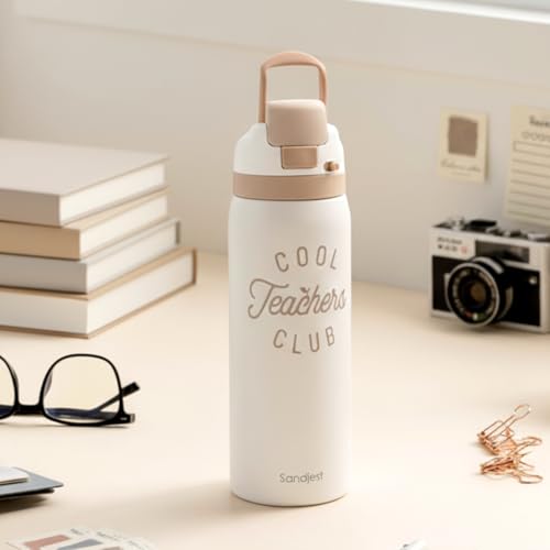 Teacher Insulated Stainless Steel Water Bottle with Straw for Sports and Travel