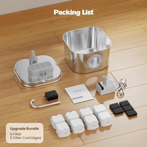Cat Water Fountain with 8 Filters + 5 Sponges
