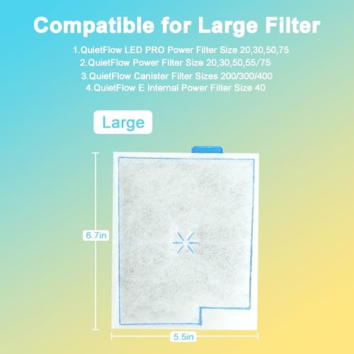8 Pack Large Filter Cartridges Replacement Compatible with Aqueon QuietFlow LED PRO Size 20 (8 Count)