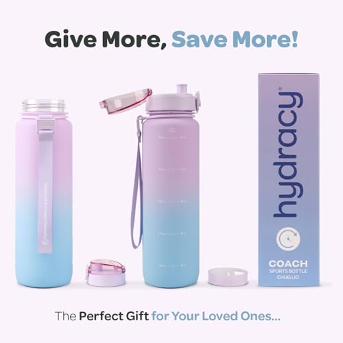 Motivational Water Bottle with Time Marker & Fruit Infuser 32 oz