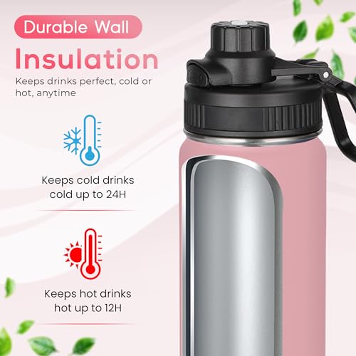 Y TOP 18 oz Insulated Water Bottle Leak Proof Spout Lid Fits in Car Cup Holder