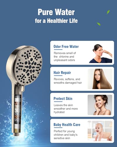Filtered Shower Head with Handheld Brushed Nickel
