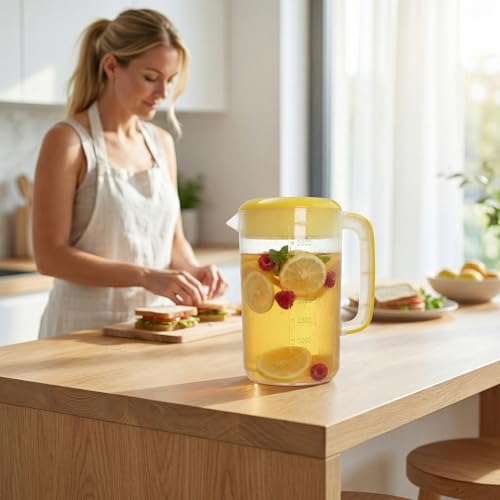 2 Pack 1 Gallon Plastic Water Pitcher with Lid (2 Count)