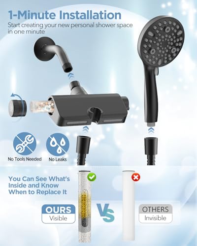 Filtered Shower Head with Handheld Combo Matte Black