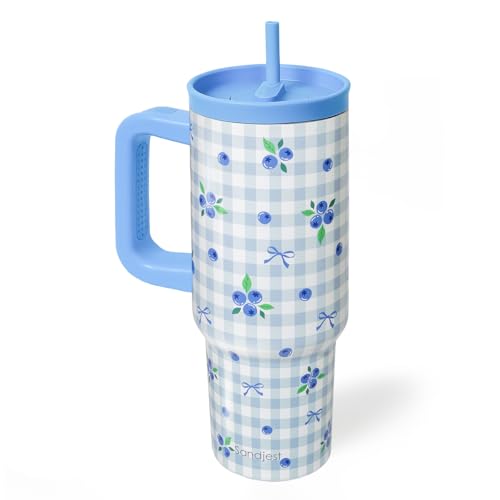 Blueberry Stainless Steel Locking Lid Silicone Straw Tumbler with Handle 40oz